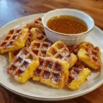 Cornbread Waffle Bites with Honey Butter Syrup