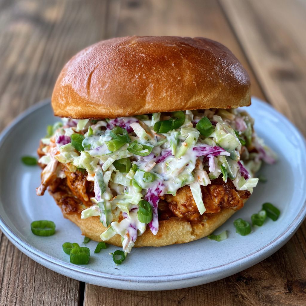 Crispy Buffalo Chicken Sandwich with Ranch Slaw
