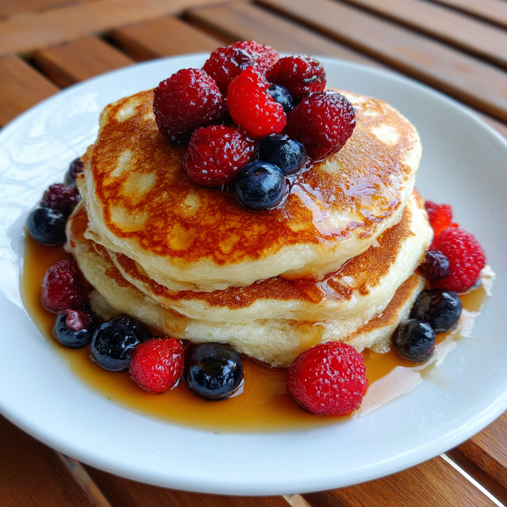 Fluffy Pancakes with Maple Syrup