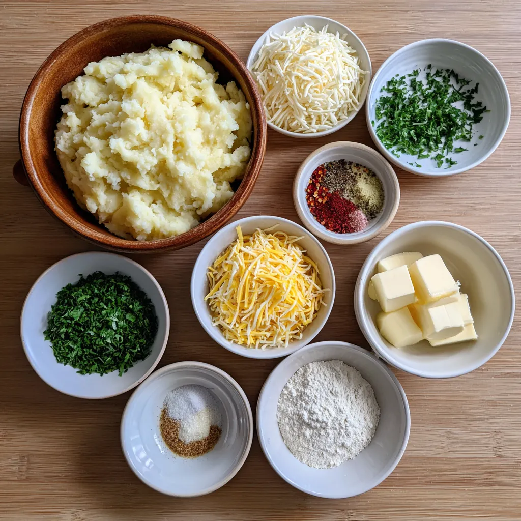 Golden Cheesy Mashed Potato Puffs