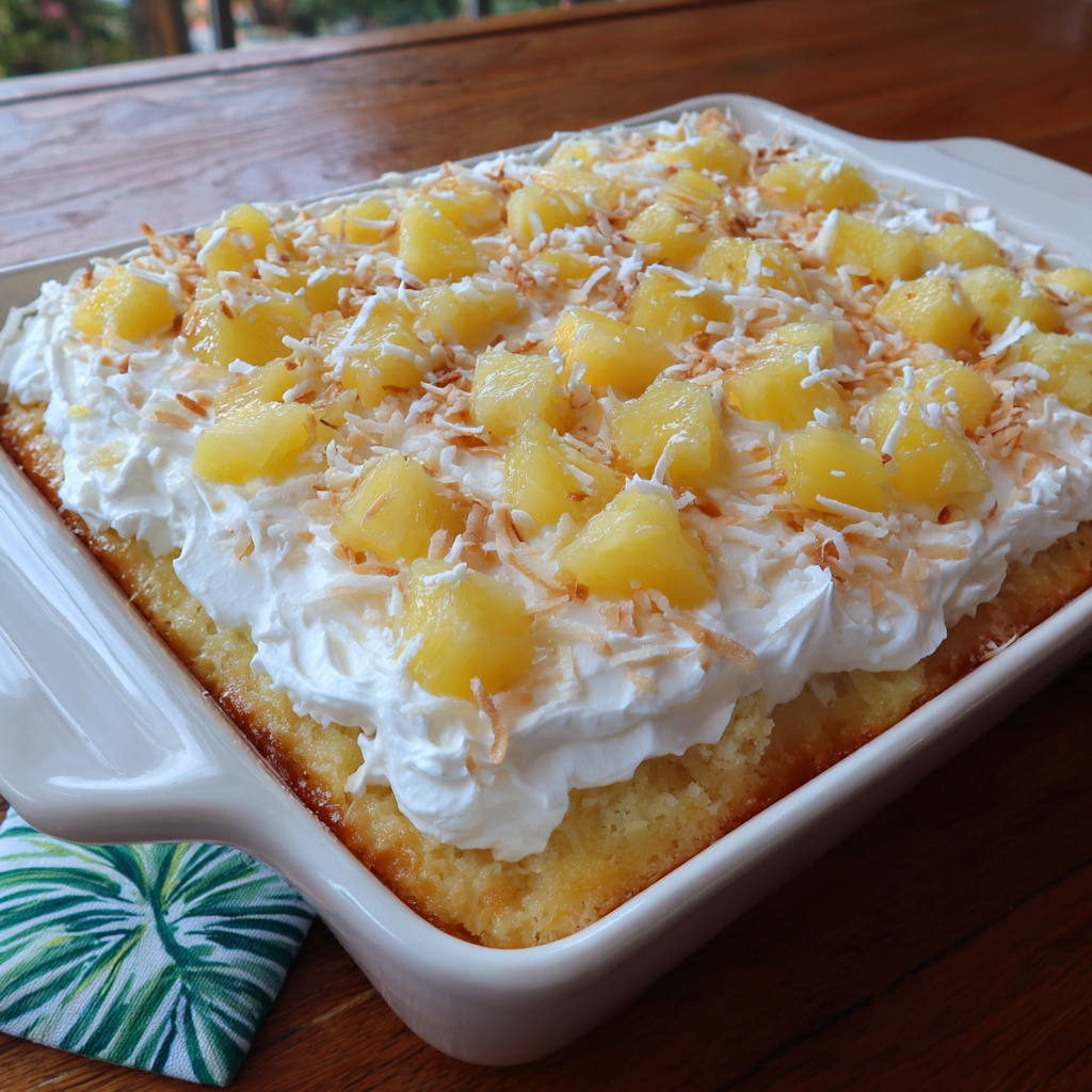 Easy Hawaiian Pineapple Poke Cake Recipe – Tropical Fluffy Dessert 9 Hawaiian Pineapple Poke Cake