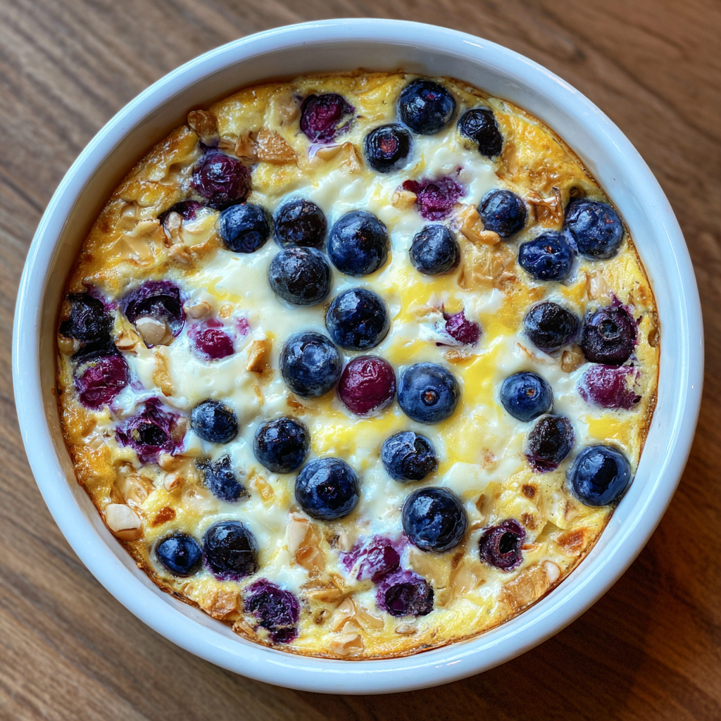 High Protein Blueberry Cottage Cheese Breakfast Bake