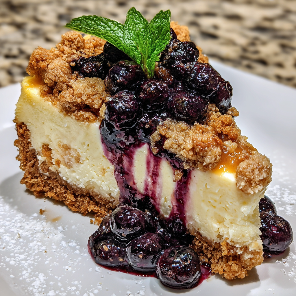 Lemon Blueberry Crumble Cheesecake