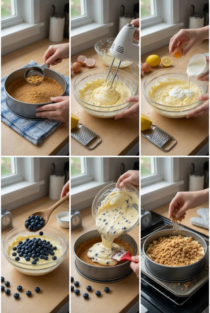 Lemon Blueberry Crumble Cheesecake