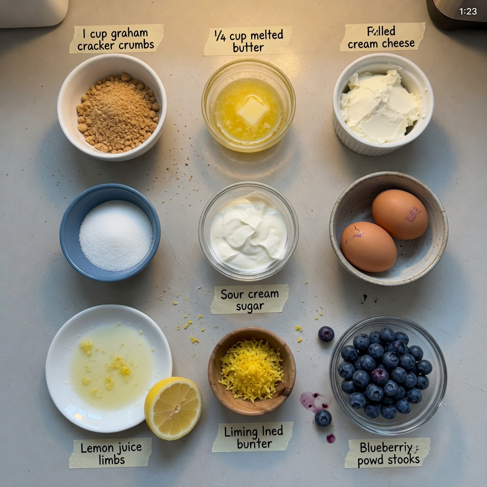 Mini Lemon Blueberry Cheesecakes