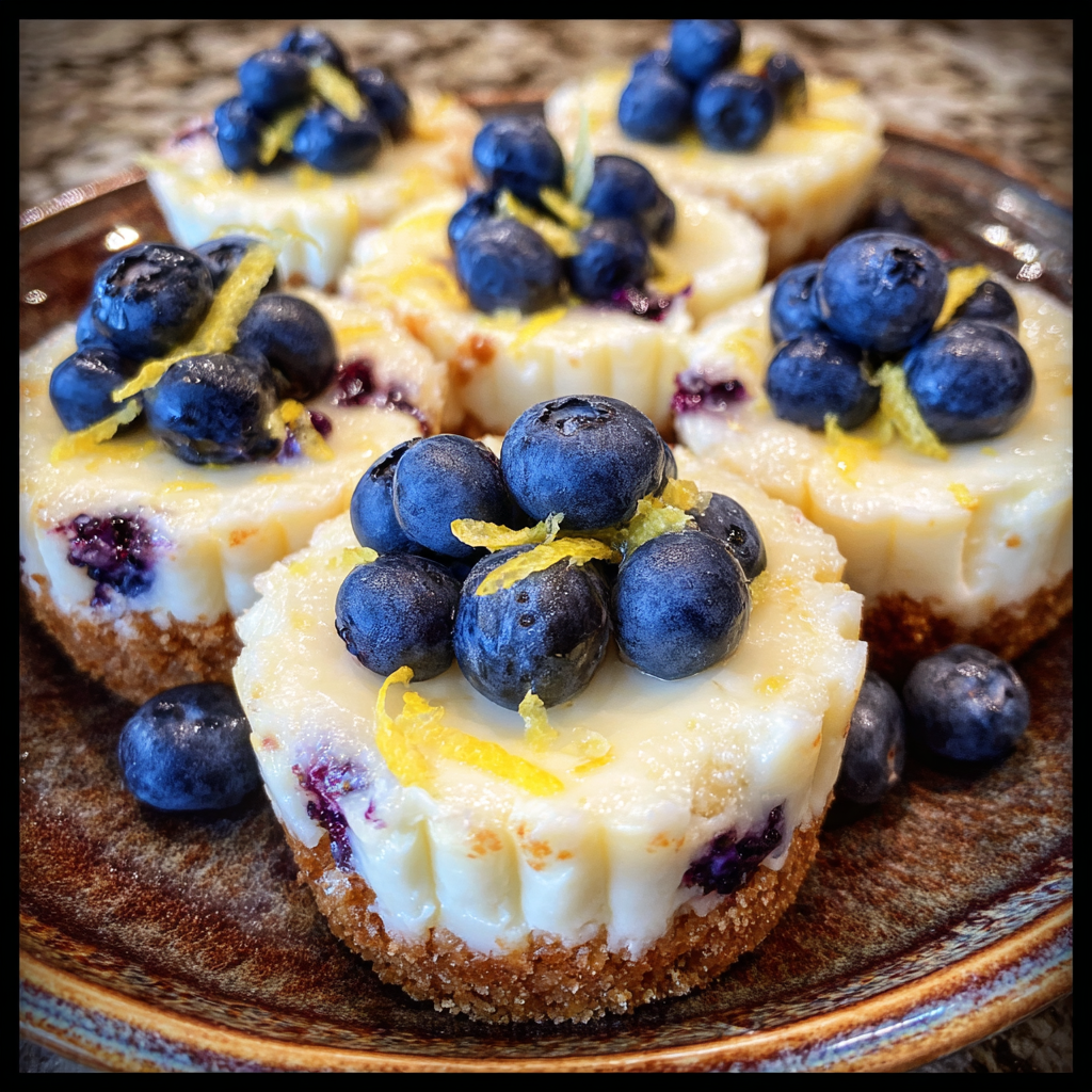 Mini Lemon Blueberry Cheesecakes