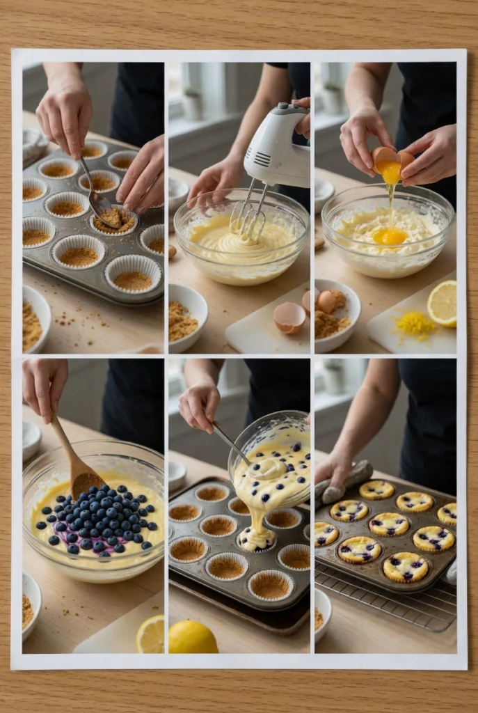 Mini Lemon Blueberry Cheesecakes