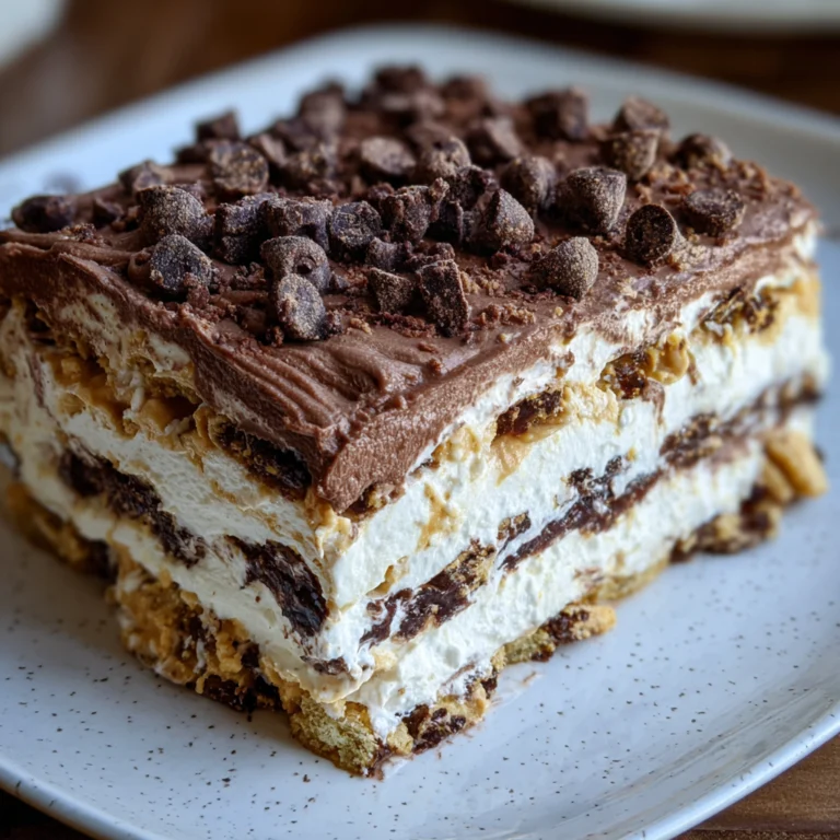 No Bake Peanut Butter Chocolate Lasagna