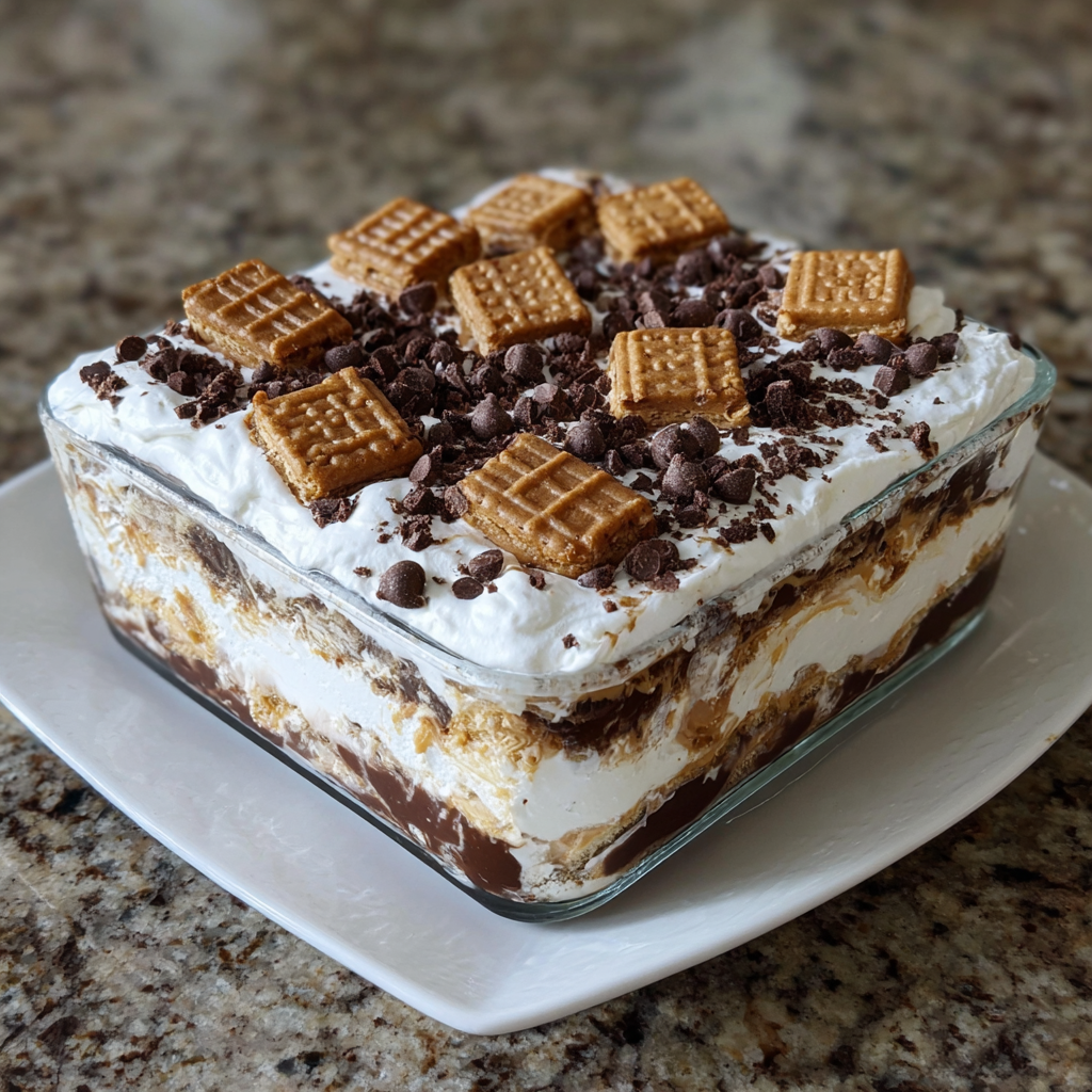 No Bake Peanut Butter Chocolate Lasagna