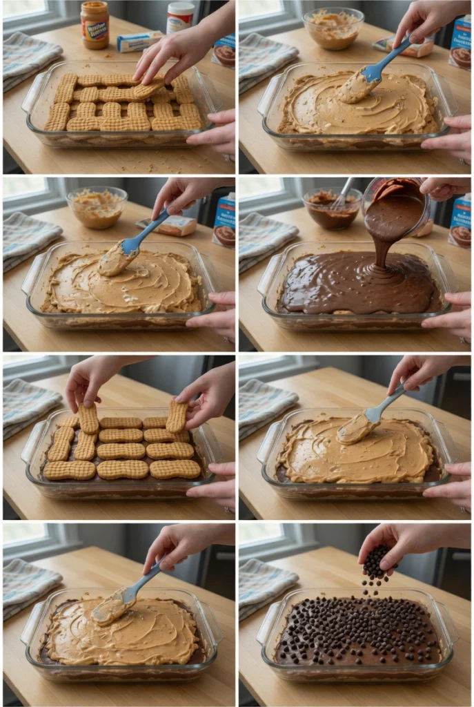 No Bake Peanut Butter Chocolate Lasagna