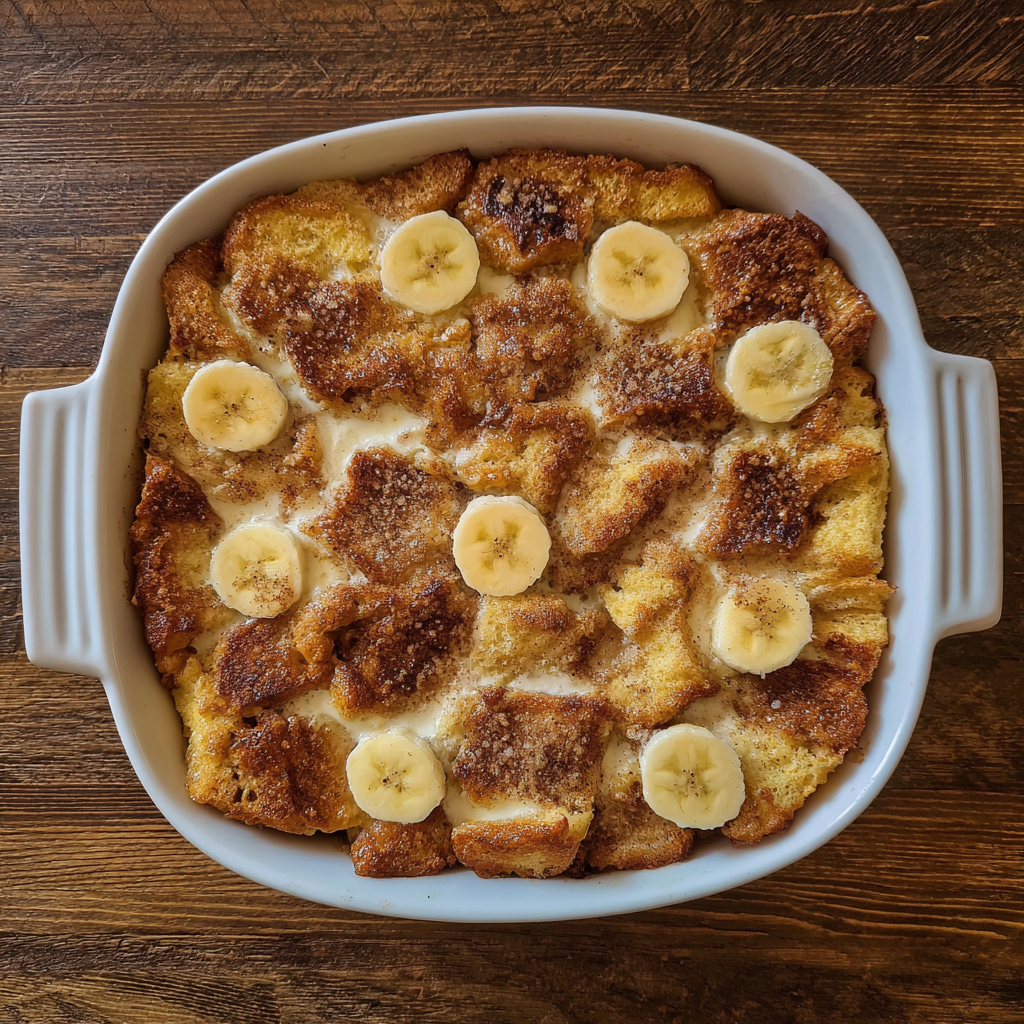 Overnight Baked Banana French Toast Casserole