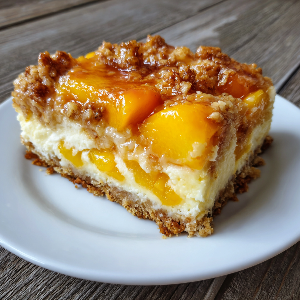 Peach Cobbler Cheesecake Bars