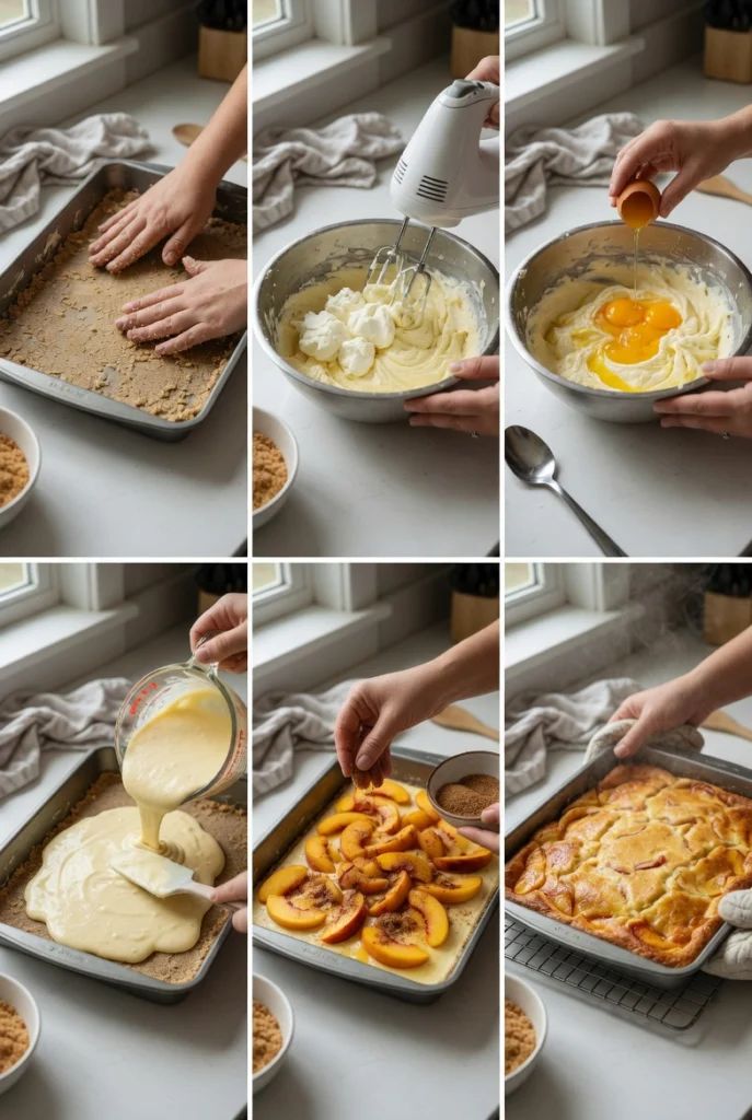 Peach Cobbler Cheesecake Bars