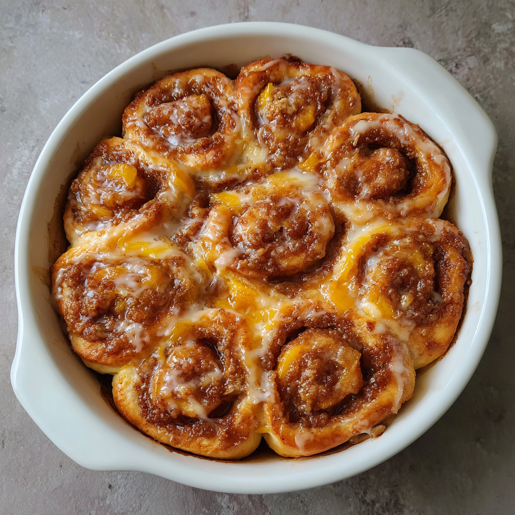 Peach cobbler cinnamon rolls