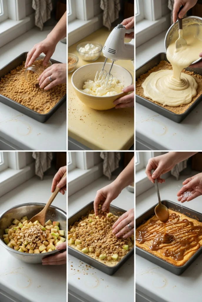 Salted Caramel Apple Cheesecake Crunch Bars