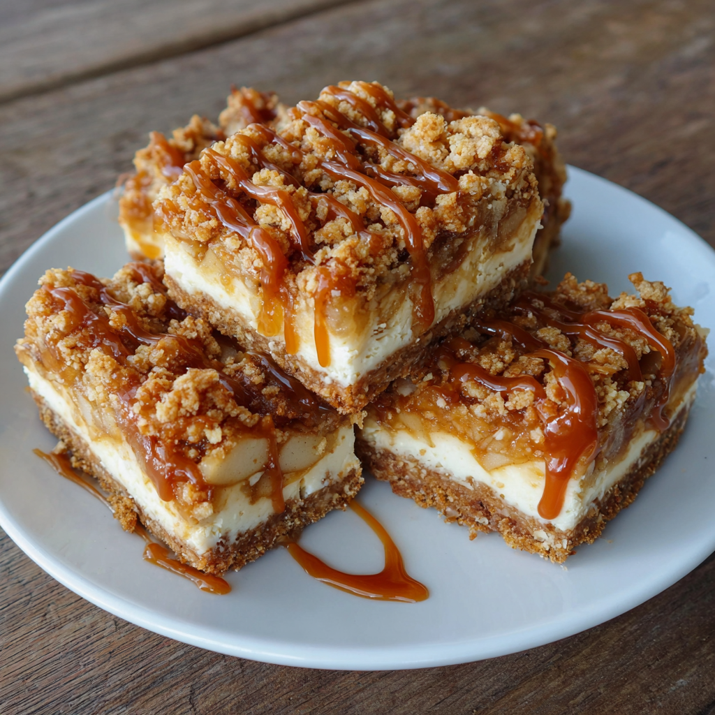 Salted Caramel Apple Cheesecake Crunch Bars