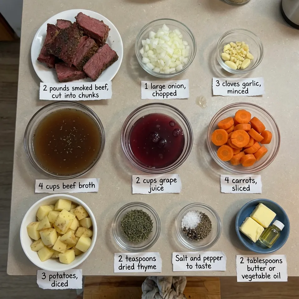 Smoked Beef and Grape Juice Stew