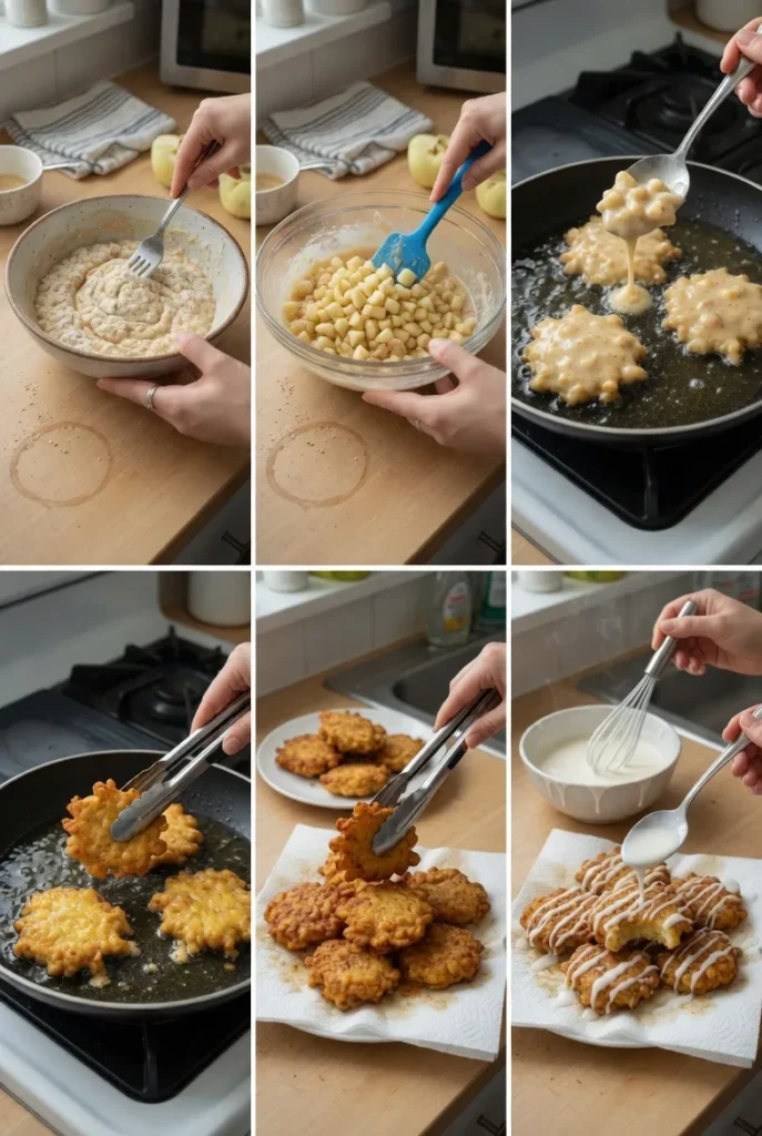 Soft Cinnamon Apple Fritters with Vanilla Glaze