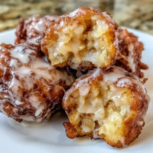 Soft Cinnamon Apple Fritters with Vanilla Glaze