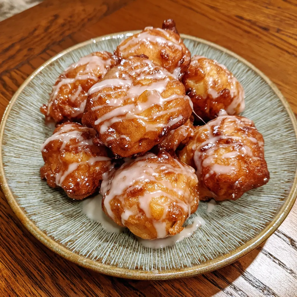 Soft Cinnamon Apple Fritters with Vanilla Glaze