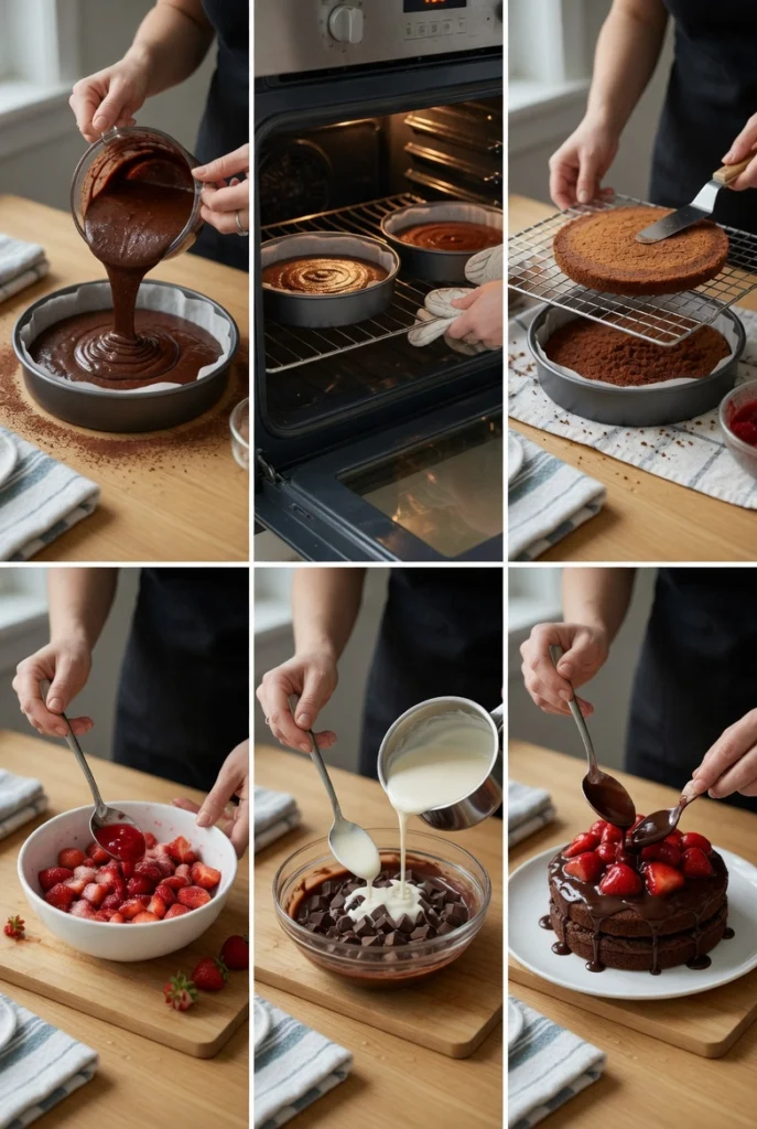 Strawberry Chocolate Shell Cake