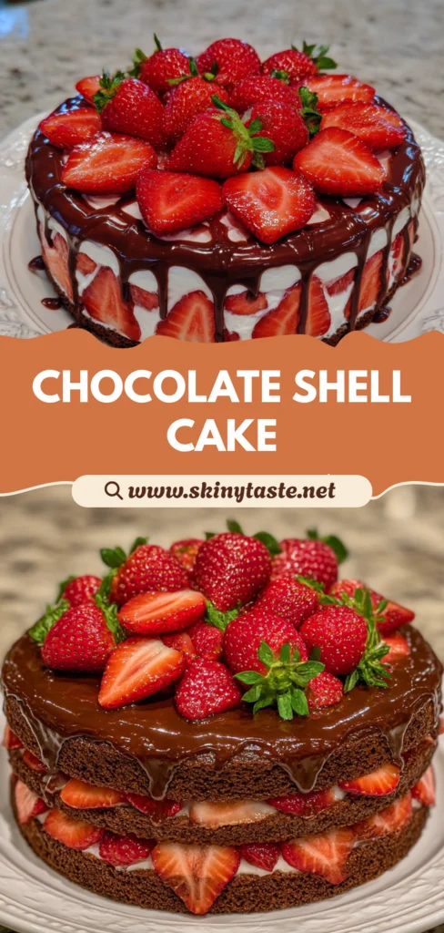 Strawberry Chocolate Shell Cake