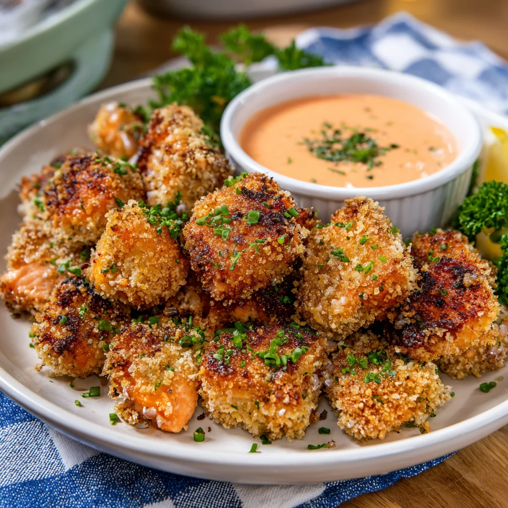 Air Fryer Salmon Bites with Bang Bang Sauce offer quick, crispy dinner 9 Air Fryer Salmon Bites with Bang Bang Sauce