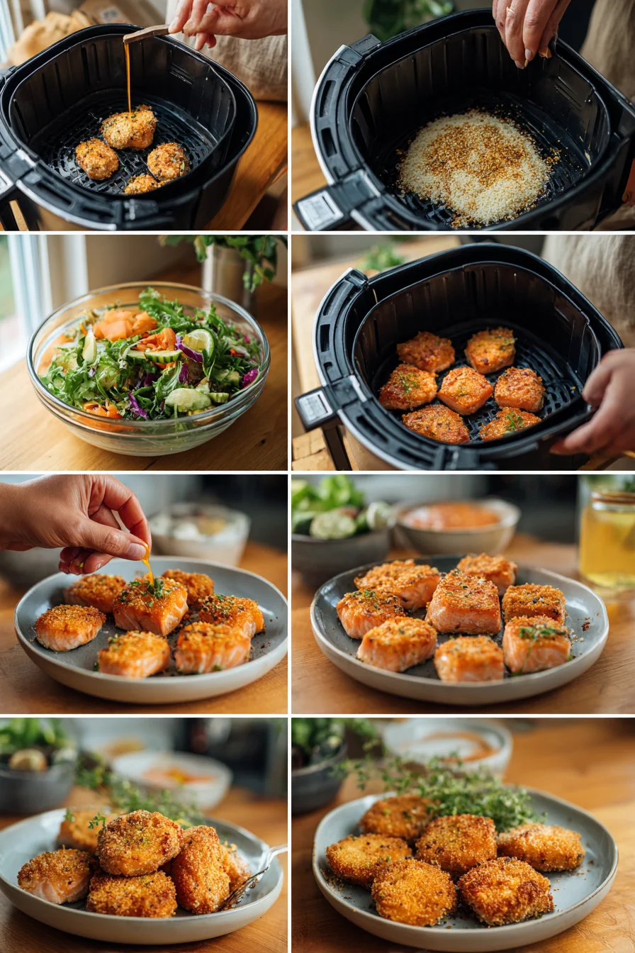 Air Fryer Salmon Bites with Bang Bang Sauce offer quick, crispy dinner 8 Air Fryer Salmon Bites with Bang Bang Sauce