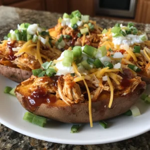 BBQ Chicken Stuffed Sweet Potatoes