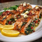 Baked Stuffed Salmon with Spinach