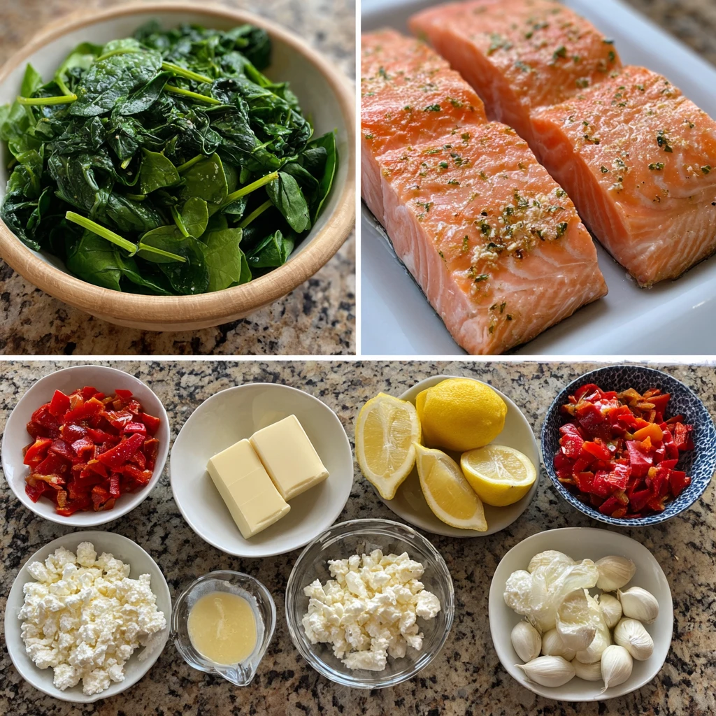 Baked Stuffed Salmon with Spinach