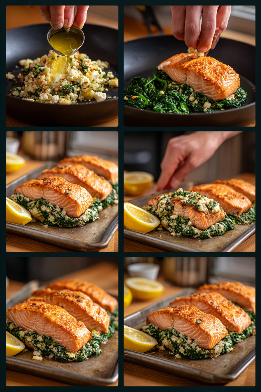 Baked Stuffed Salmon with Spinach