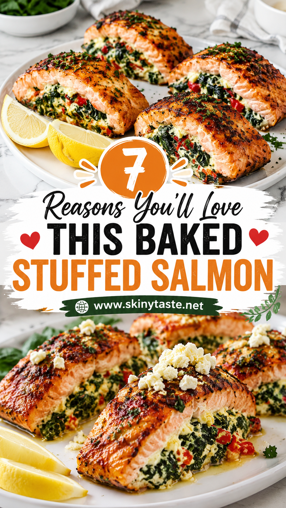 Baked Stuffed Salmon with Spinach & Feta offers simple, healthy dinner