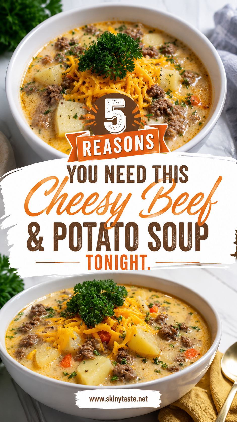 Cheesy Beef & Potato Soup 