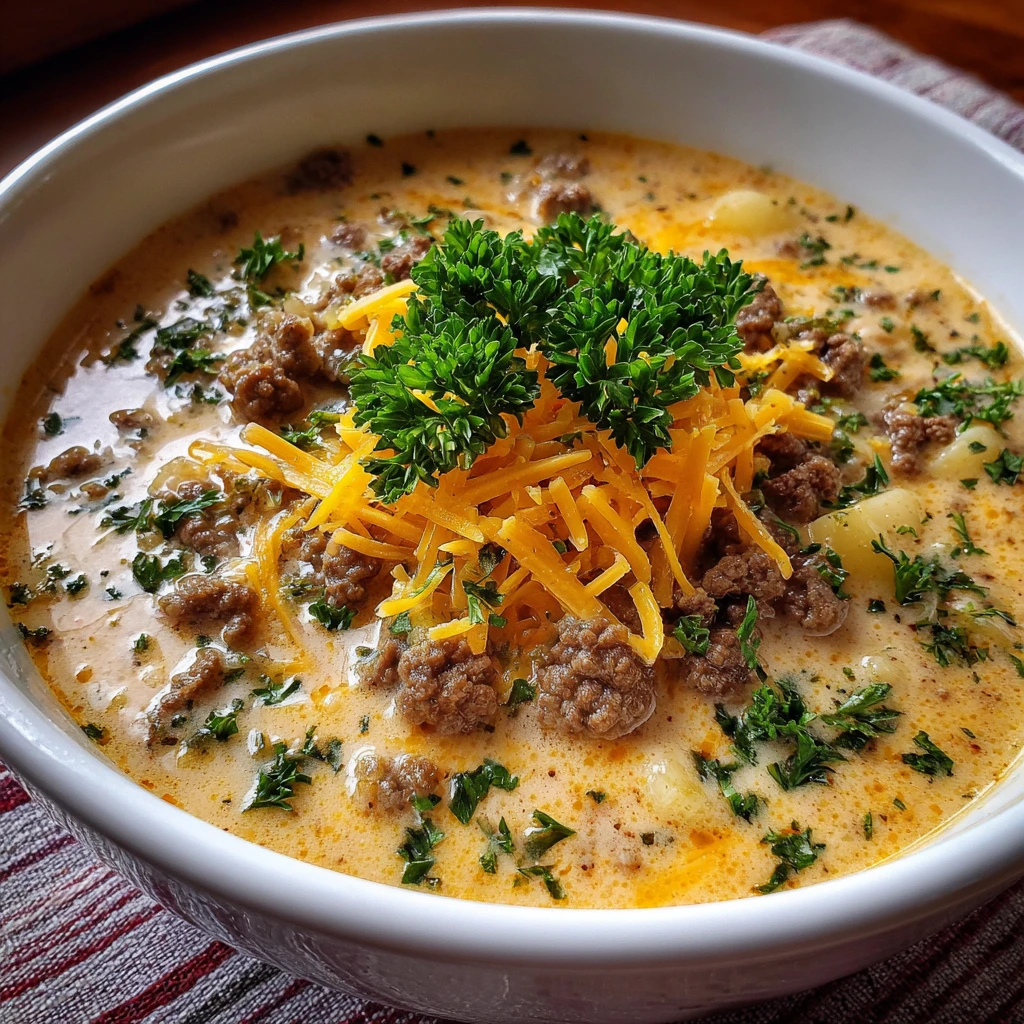 Cheesy Beef & Potato Soup