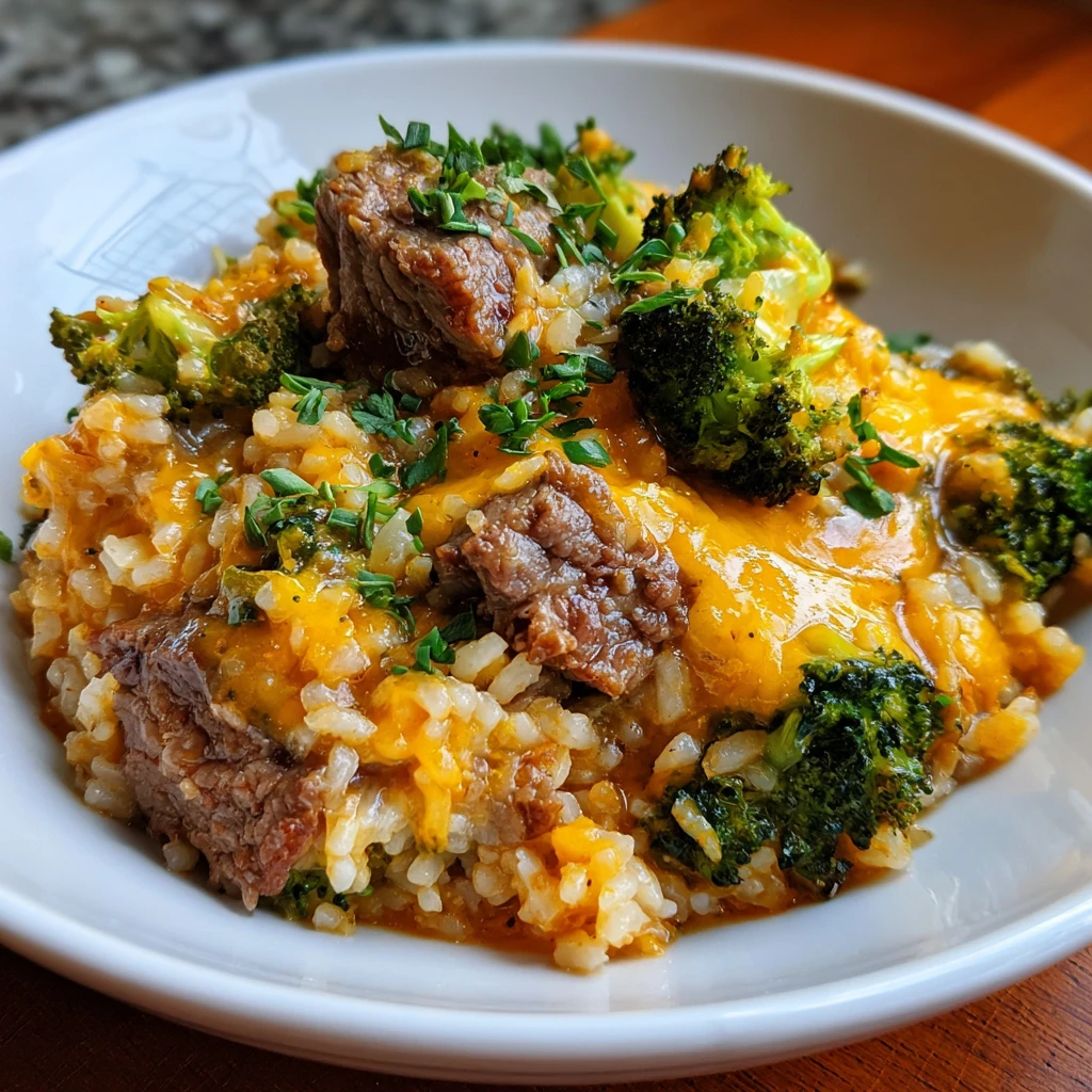 Cheesy Broccoli Beef and Rice Casserole
