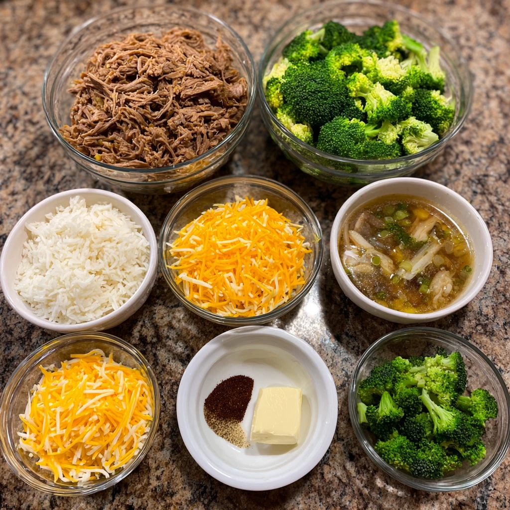 Cheesy Broccoli Beef and Rice Casserole