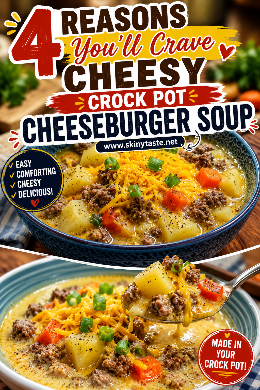 Cheesy Crock Pot Cheeseburger Soup