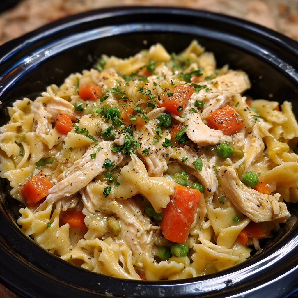 Chicken Pot Pie Pasta Crock Pot