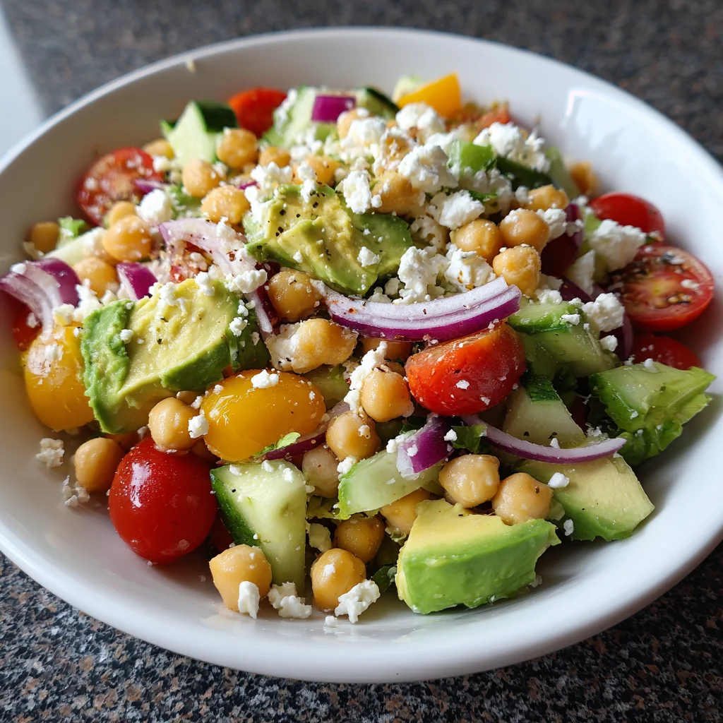 Chickpea Feta Avocado Salad
