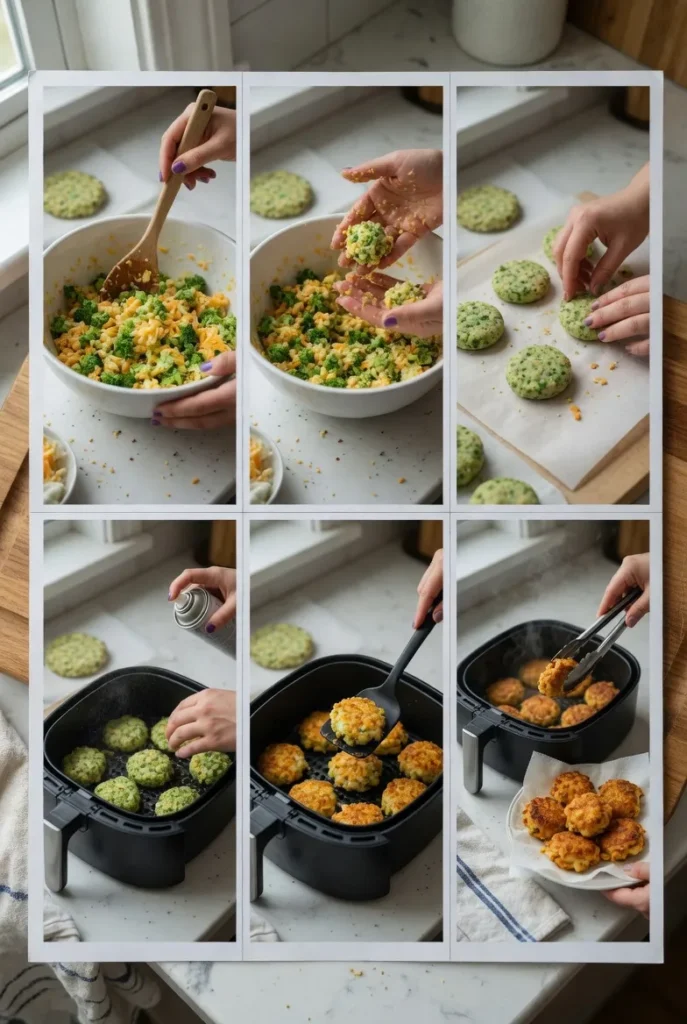 Crispy Air Fryer Broccoli Cheddar Poppers – Easy Party Snack 8 Crispy Air Fryer Broccoli Cheddar Poppers