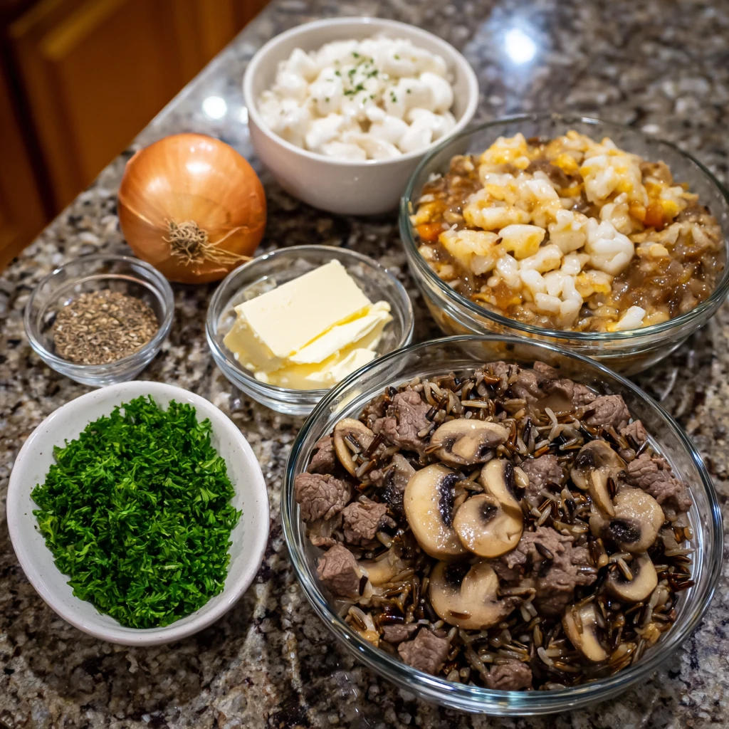 Crockpot Creamy Beef and Wild Rice Casserole