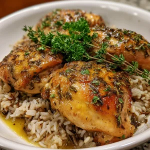 Crockpot Herb Butter Chicken and Wild Rice