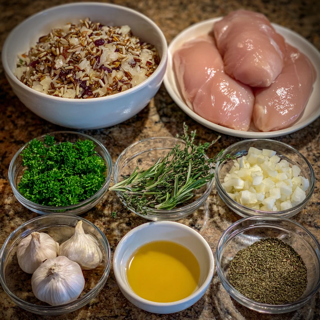 Crockpot Herb Butter Chicken and Wild Rice