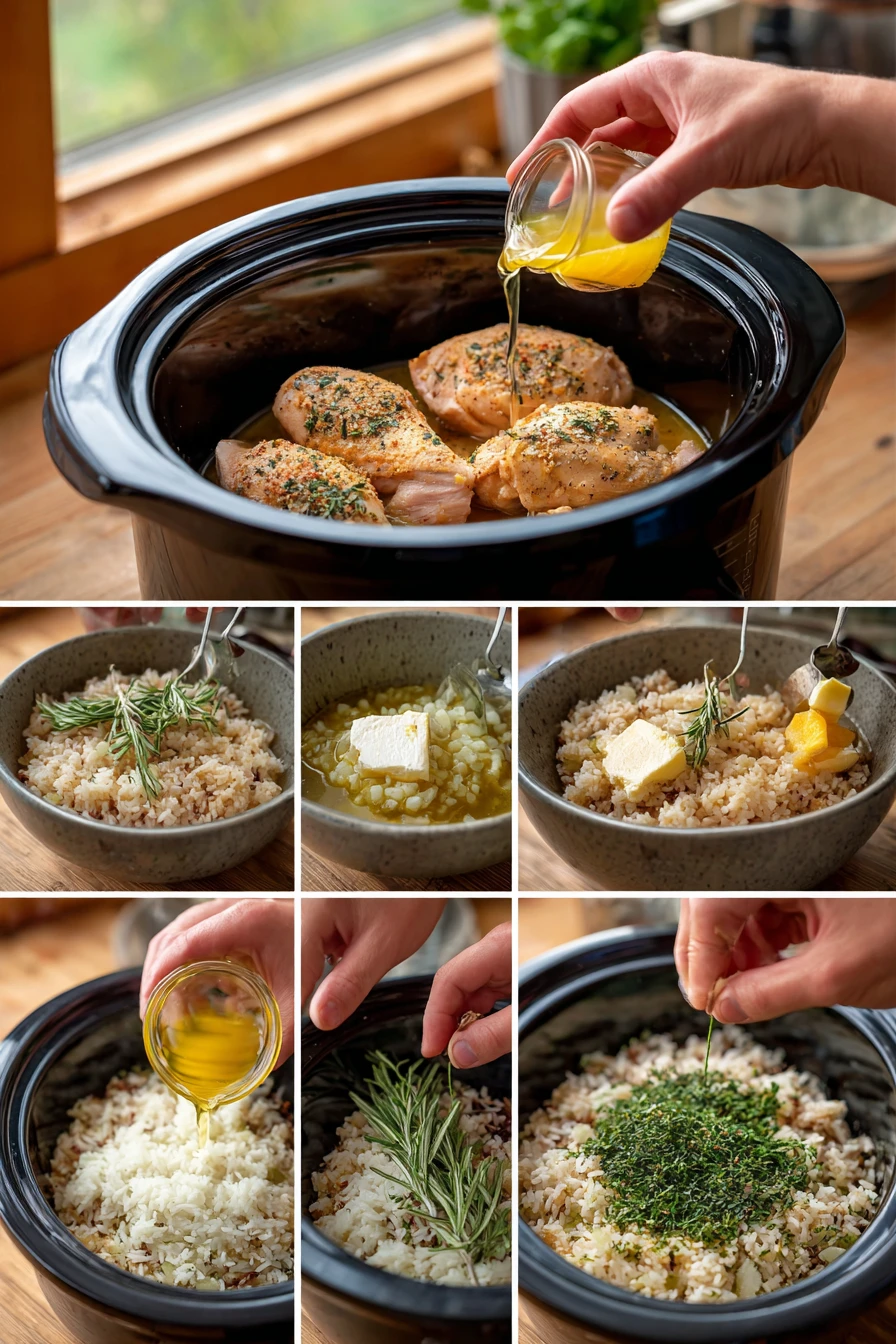 Crockpot Herb Butter Chicken and Wild Rice