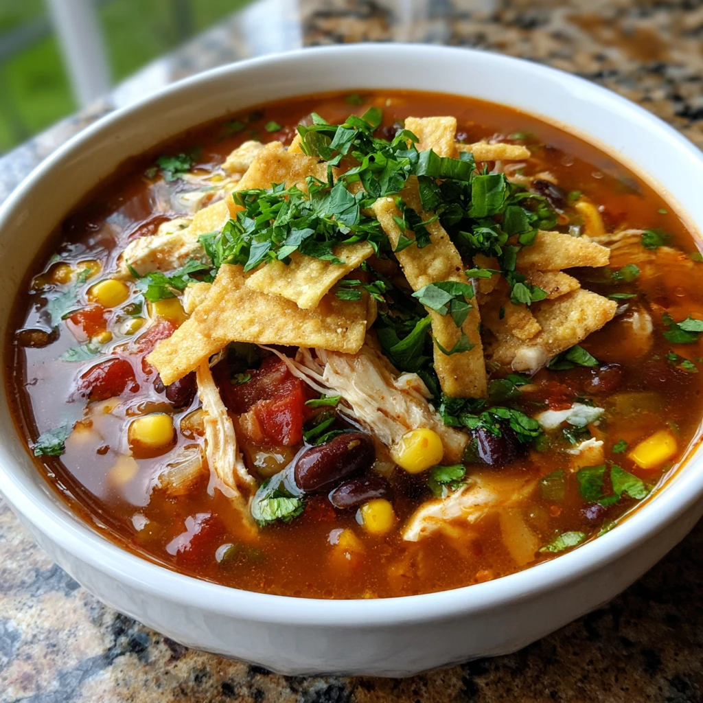 Crockpot Spicy Chicken Tortilla Soup