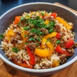 Healthy Beef and Pepper Rice Bowl