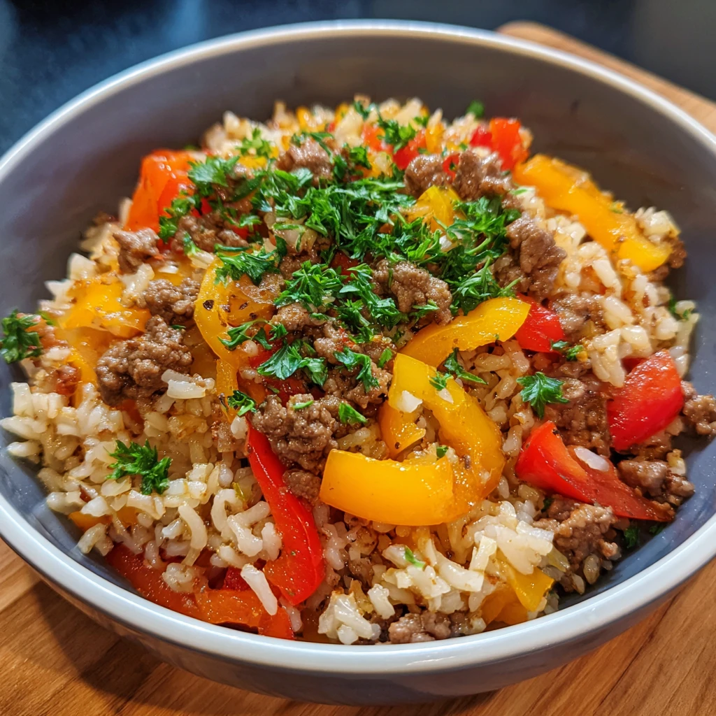 Healthy Beef and Pepper Rice Bowl