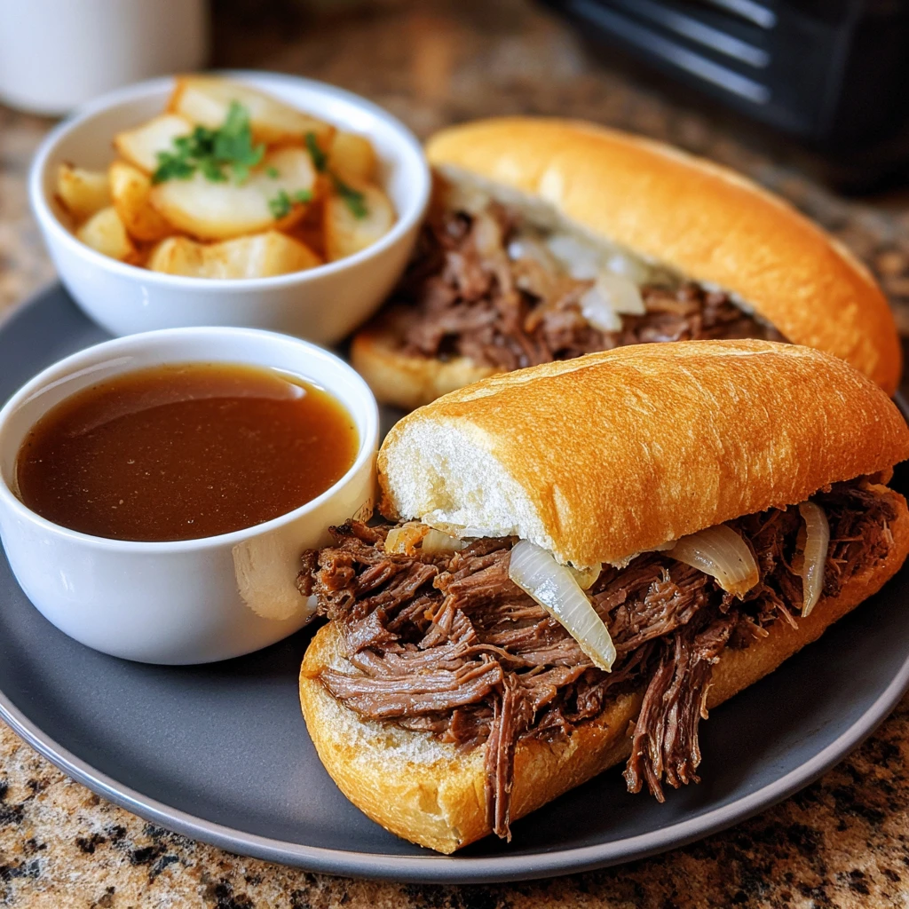 Slow Cooker French Dip Beef Sandwiches
