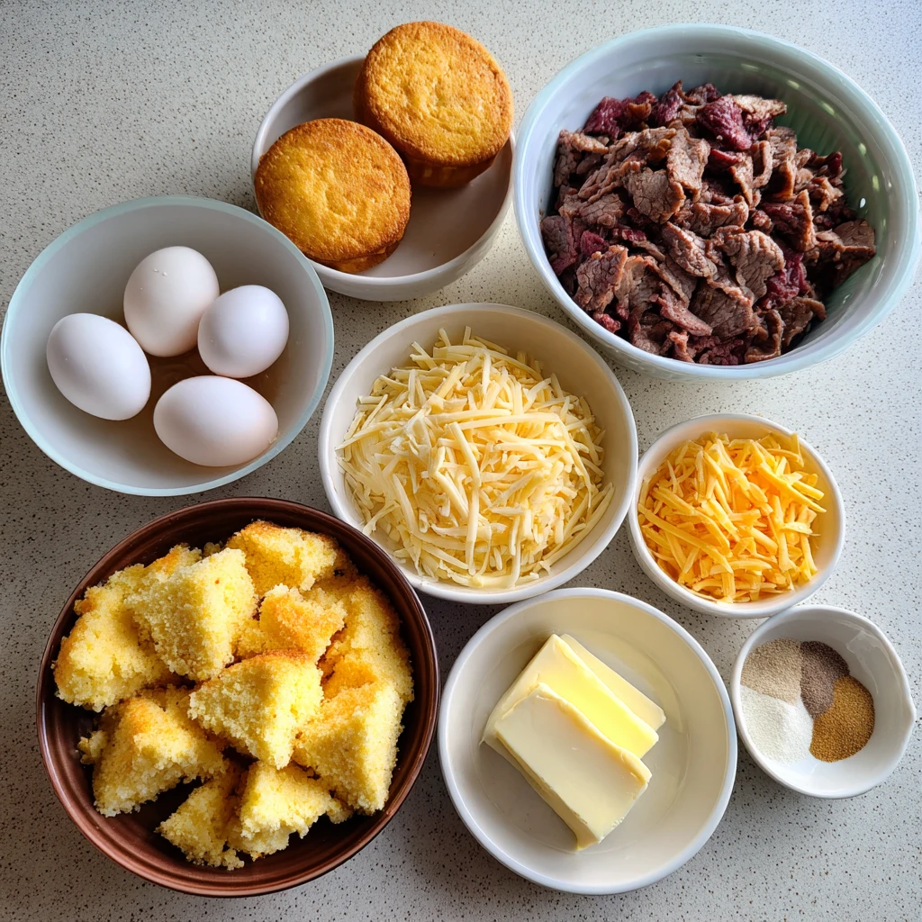 Smoked Beef and Cornbread Casserole